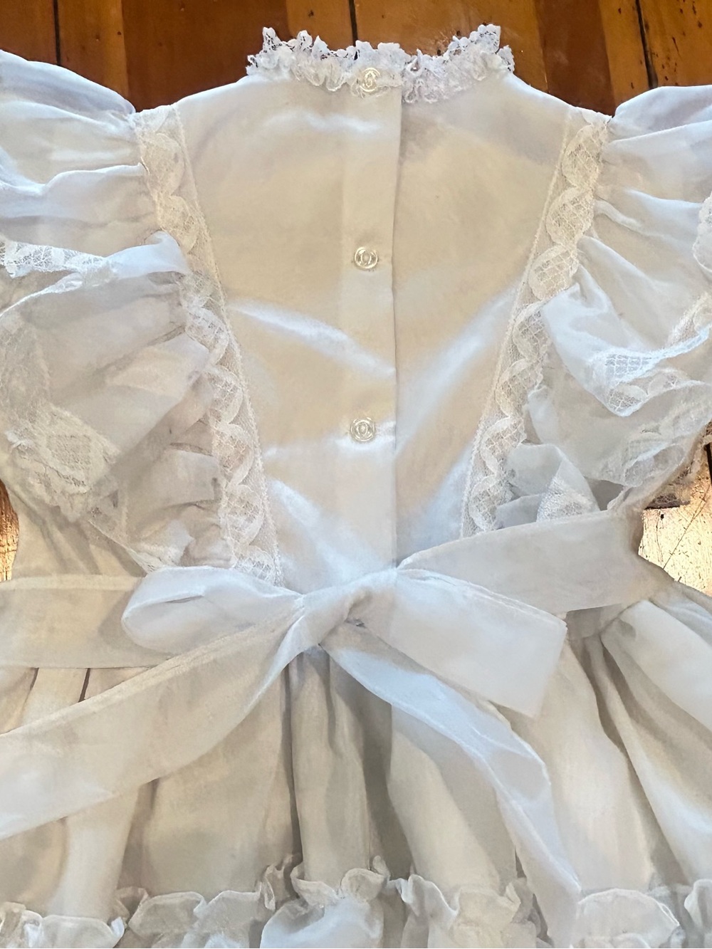 Sz7 Vintage White Ruffled Lace Party Dress - Picture 8 of 14